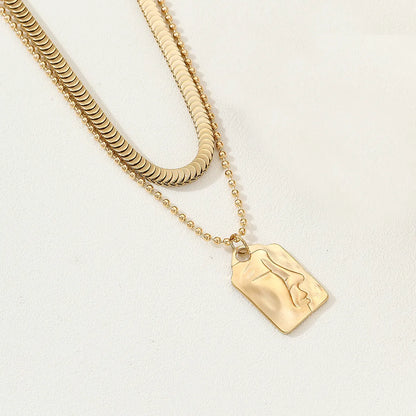 Wholesale Simple Style Commute Solid Color Stainless Steel Plating 18k Gold Plated Layered Necklaces