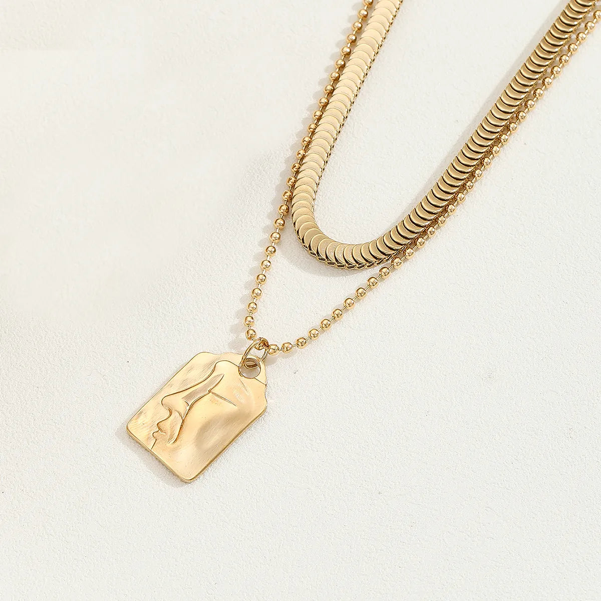 Wholesale Simple Style Commute Solid Color Stainless Steel Plating 18k Gold Plated Layered Necklaces