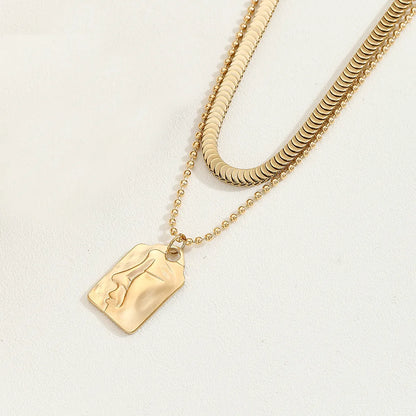 Wholesale Simple Style Commute Solid Color Stainless Steel Plating 18k Gold Plated Layered Necklaces