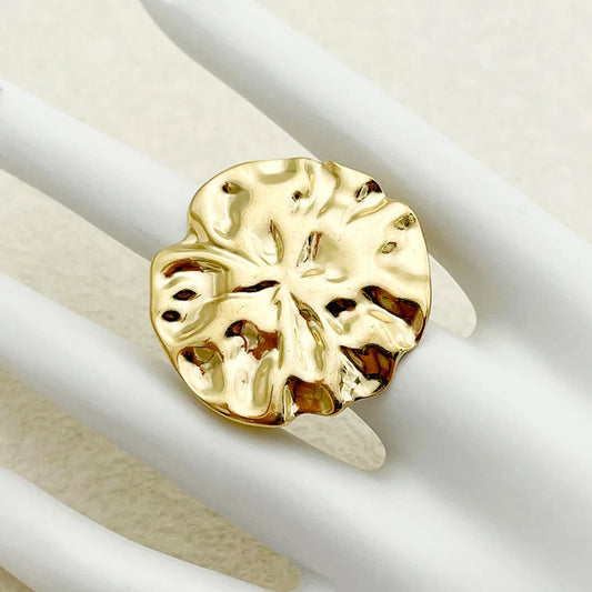 Simple Style Commute Solid Color Stainless Steel Plating Gold Plated Open Rings