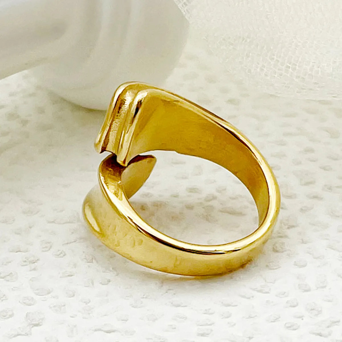 Wholesale Simple Style Commute Solid Color Stainless Steel Plating Gold Plated Rings