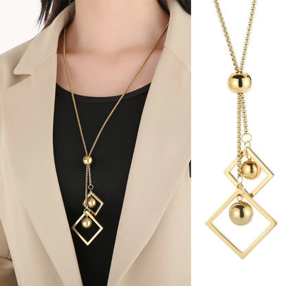 Wholesale Simple Style Commute Solid Color Stainless Steel Titanium Steel Hollow Out Pendant Necklace