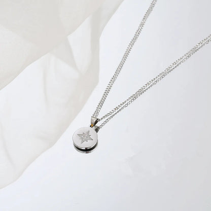 304 Stainless Steel 18K Gold Plated Simple Style Commute Inlay Solid Color Zircon Pendant Necklace