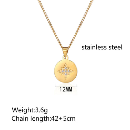 304 Stainless Steel 18K Gold Plated Simple Style Commute Inlay Solid Color Zircon Pendant Necklace