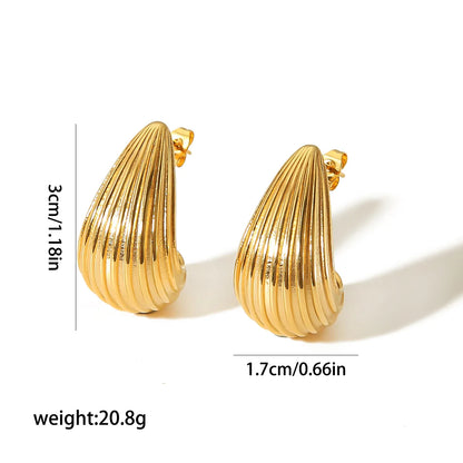 Wholesale Simple Style Commute Water Droplets Stainless Steel Polishing Plating 18k Gold Plated Rings Earrings