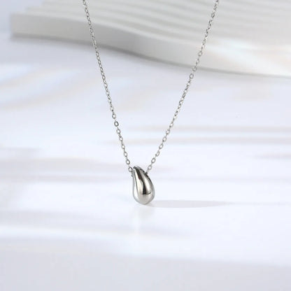 Wholesale Simple Style Commute Water Droplets Titanium Steel Plating Pendant Necklace