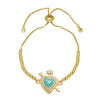 Wholesale Simple Style Copper Heart Pendant Goldplated Bracelet
