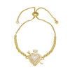Wholesale Simple Style Copper Heart Pendant Goldplated Bracelet