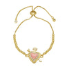 Wholesale Simple Style Copper Heart Pendant Goldplated Bracelet