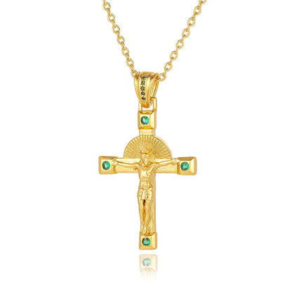 Wholesale Simple Style Cross Copper Plating Inlay Zircon Pendant Necklace