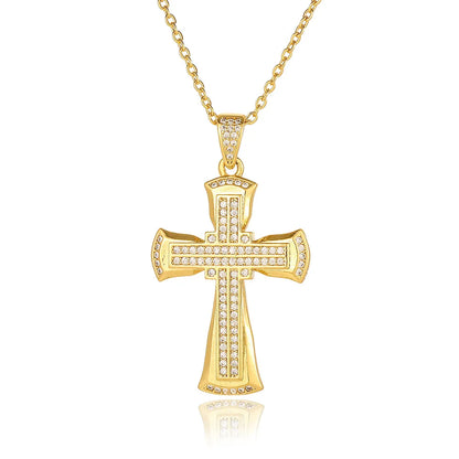 Wholesale Simple Style Cross Copper Plating Inlay Zircon Pendant Necklace