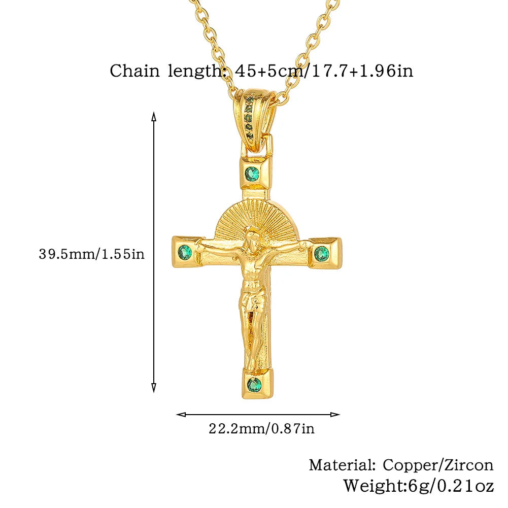 Wholesale Simple Style Cross Copper Plating Inlay Zircon Pendant Necklace