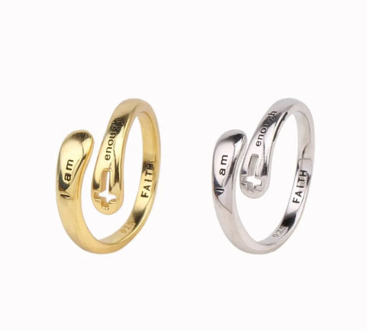 Wholesale Simple Style Cross Letter Sterling Silver White Gold Plated Gold Plated Open Ring