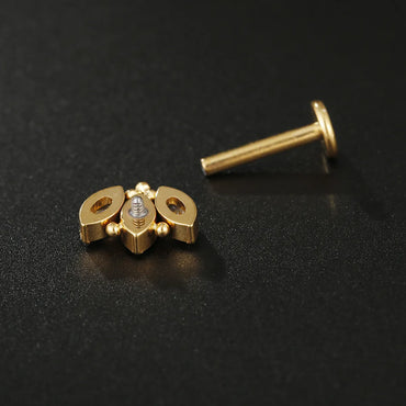 Simple Style Crown Titanium Steel Inlay Zircon Lip Stud