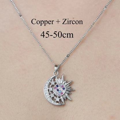 Wholesale Simple Style Devil's Eye Star Moon Stainless Steel Titanium Steel Polishing Plating Pendant Necklace