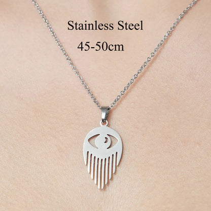 Wholesale Jewelry Simple Style Devil'S Eye Star Moon 201 Stainless Steel Polishing Plating Pendant Necklace