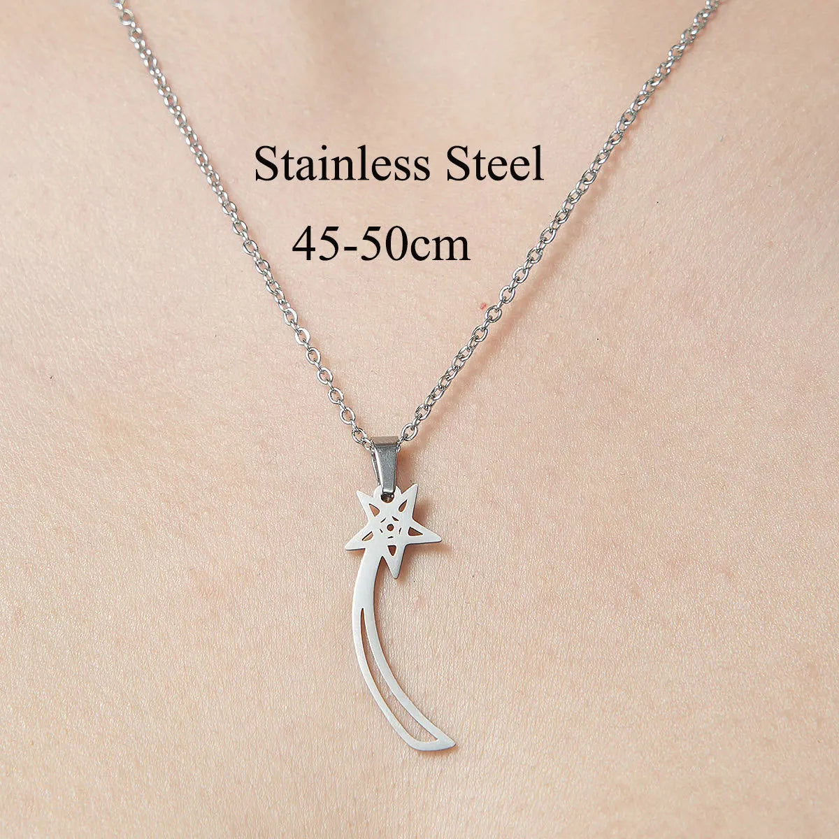 Wholesale Jewelry Simple Style Devil'S Eye Star Moon 201 Stainless Steel Polishing Plating Pendant Necklace