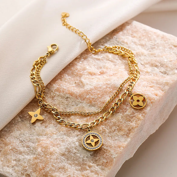 Simple Style Devil'S Eye 304 Stainless Steel 18K Gold Plated Zircon Bracelets In Bulk