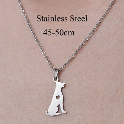 Wholesale Simple Style Dog Owl Wings Stainless Steel Titanium Steel Polishing Plating Pendant Necklace