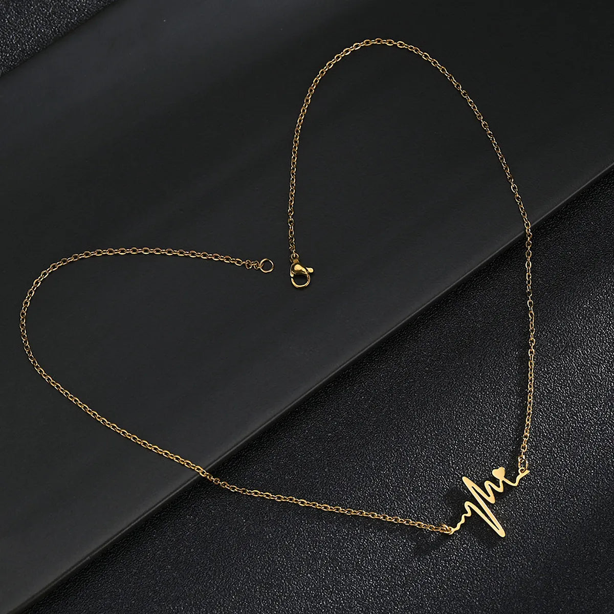 Wholesale Simple Style Electrocardiogram Titanium Steel 18k Gold Plated Silver Plated Necklace