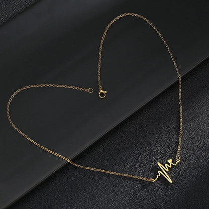 Wholesale Simple Style Electrocardiogram Titanium Steel 18k Gold Plated Silver Plated Necklace