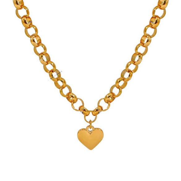 Wholesale Simple Style Electroplated Heart Shape Stainless Steel Pendant Necklace And Bracelet Set For Women