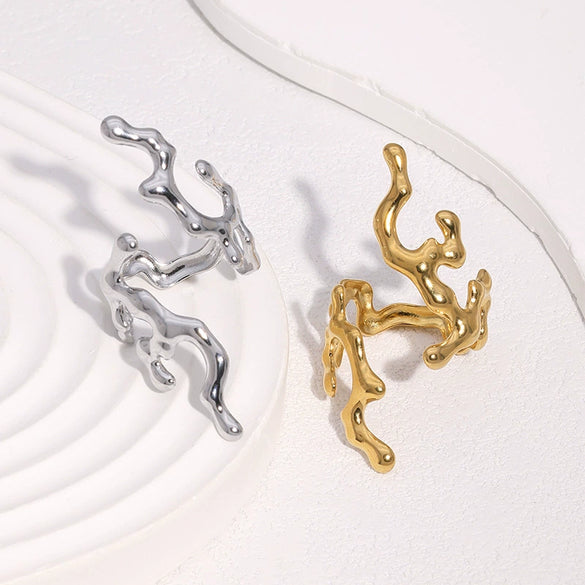 Wholesale Simple Style Electroplated Stainless Steel Flower Pattern Ring And Bracelet For Women