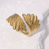 Wholesale Simple Style Electroplated Stainless Steel Wings Open Ring Women's Hand Jewelry