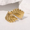 Wholesale Simple Style Electroplated Stainless Steel Wings Open Ring Women's Hand Jewelry