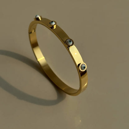 Wholesale Simple Style Eye Titanium Steel 18k Gold Plated Zircon Bangle