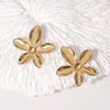 Wholesale Simple Style Flower Pattern Stainless Steel Earrings For Women Vacuum Electroplated 18K Gold Non Fading