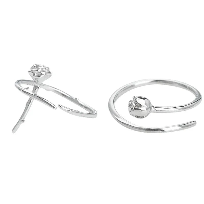 Wholesale Simple Style Flower Sterling Silver Plating Silver Plated Rings