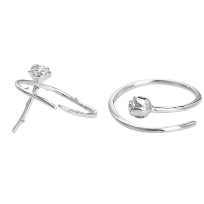 Wholesale Simple Style Flower Sterling Silver Plating Silver Plated Rings