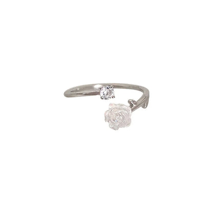 Wholesale Simple Style Flower Sterling Silver Rhinestones Open Ring