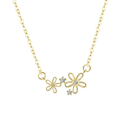 Wholesale Simple Style Flower Sterling Silver Zircon Necklace