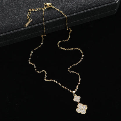 Simple Style Four Leaf Clover Stainless Steel Pendant Necklace