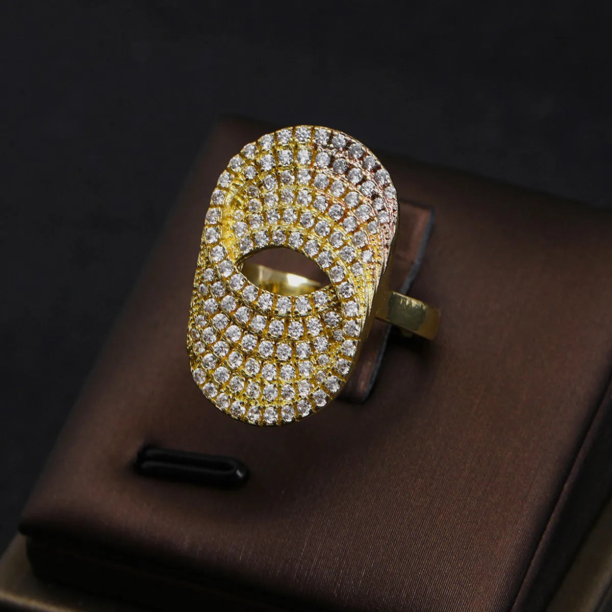 Wholesale Simple Style Geometric Copper Inlay Gold Plated Zircon Open Rings