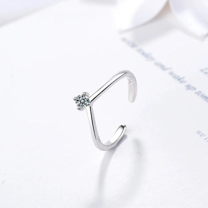 Wholesale Simple Style Geometric Copper Inlay White Gold Plated Zircon Open Rings