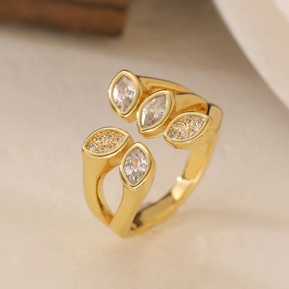 Wholesale Simple Style Geometric Copper Plating Inlay Zircon Open Rings