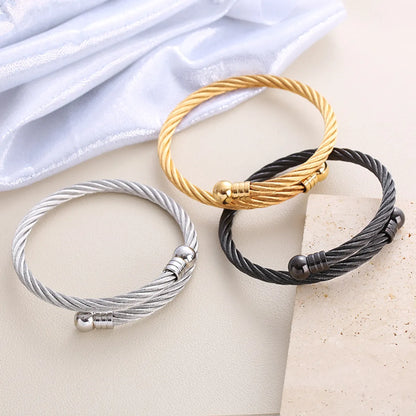 Wholesale Simple Style Geometric Solid Color Stainless Steel Bangle