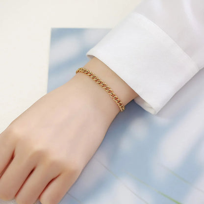 Wholesale Simple Style Geometric Stainless Steel 18k Gold Plated Zircon Bracelets