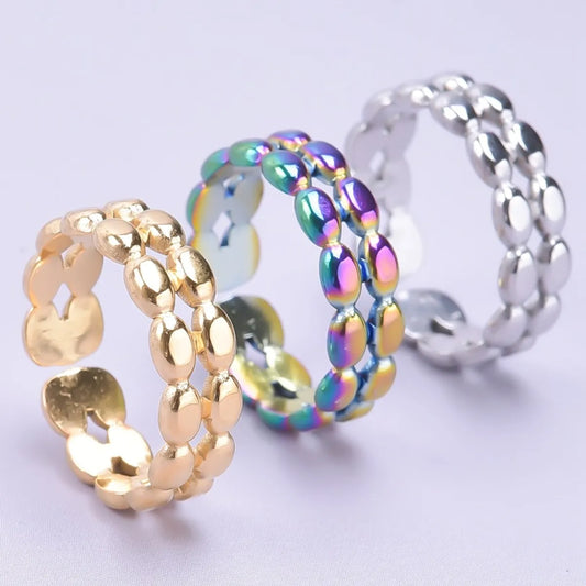 Wholesale Jewelry Simple Style Geometric 304 Stainless Steel 18K Gold Plated Polishing Open Ring