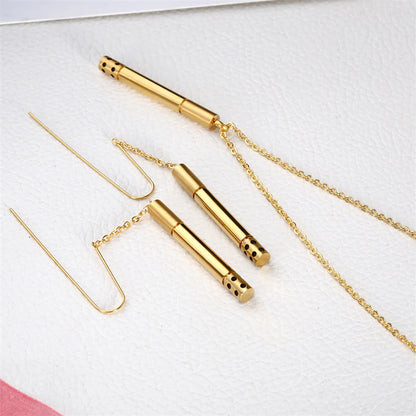 Wholesale Simple Style Golden Hoop Titanium Steel Irregular Plating Earrings Necklace