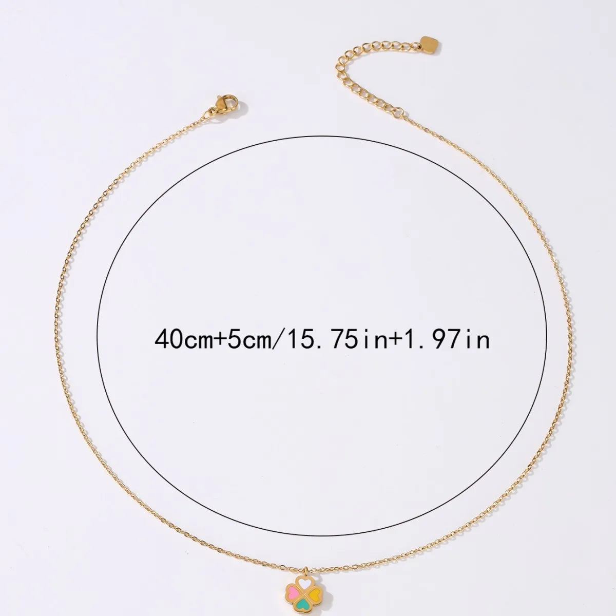 Wholesale Simple Style Heart Shape Stainless Steel Enamel 18k Gold Plated Pendant Necklace