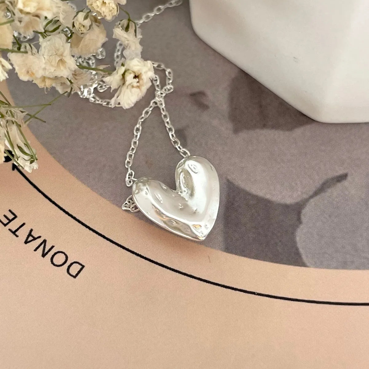 Wholesale Simple Style Heart Shape Sterling Silver Pendant Necklace