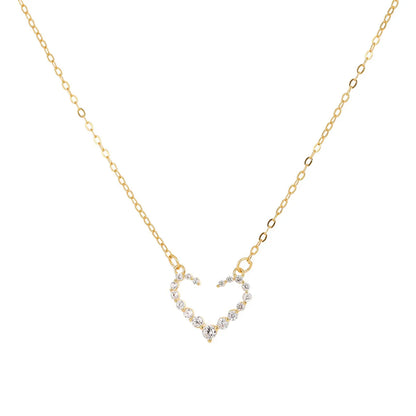 Wholesale Simple Style Heart Shape Sterling Silver Plating Inlay Zircon Necklace