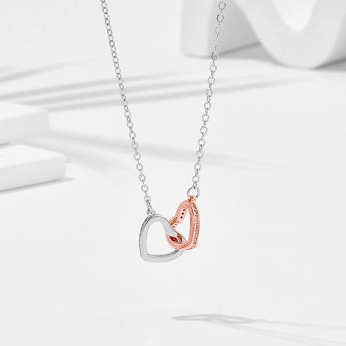 Wholesale Simple Style Heart Shape Sterling Silver Zircon Pendant Necklace