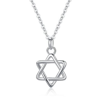 Wholesale Simple Style Hexagram Sterling Silver Pendant Necklace