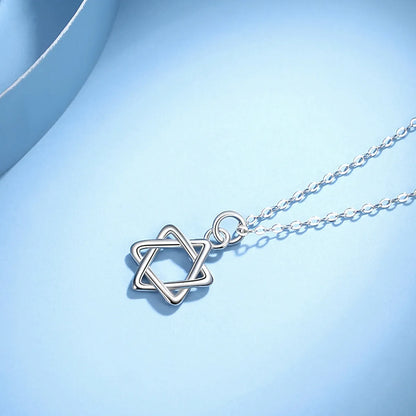 Wholesale Simple Style Hexagram Sterling Silver Pendant Necklace