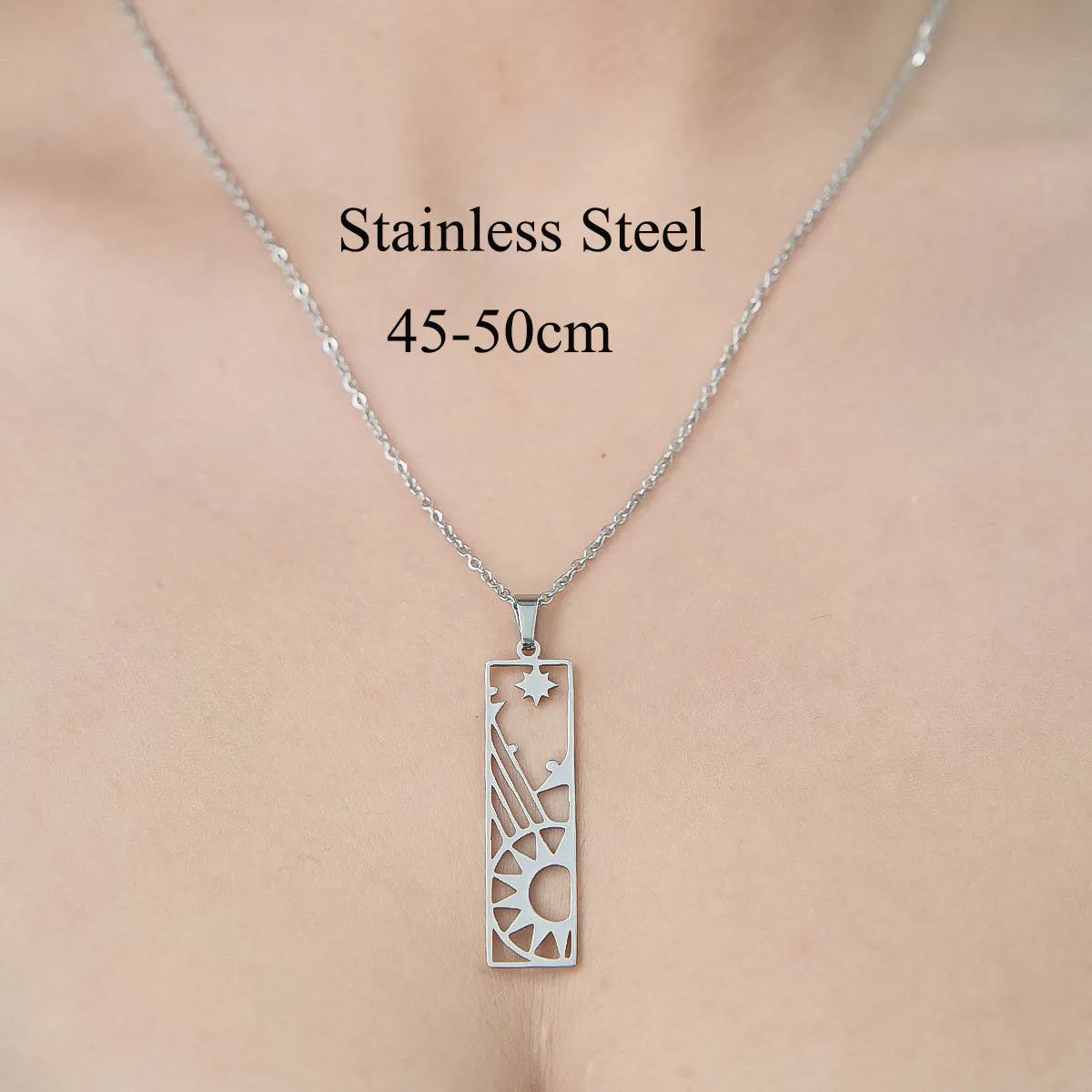 201 Stainless Steel Simple Style Polishing Plating Human Devil'S Eye Star Pendant Necklace